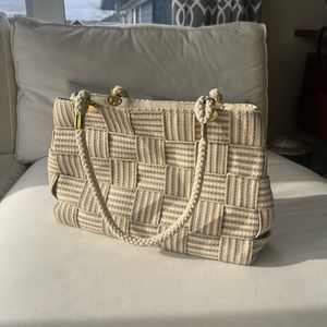 Woven Shoulder Bag with 2 Zippers